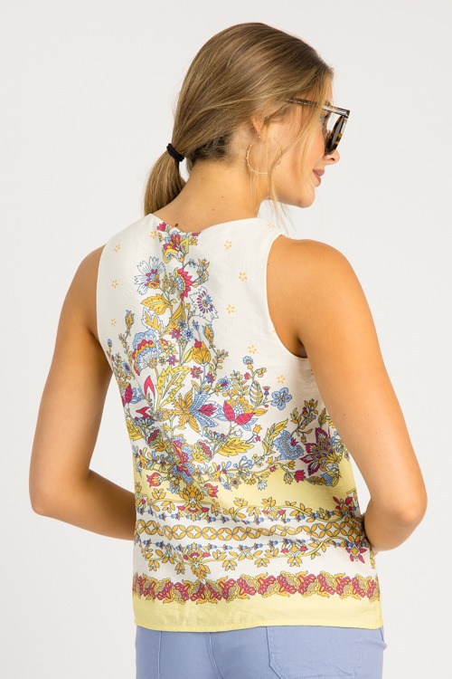 Floral Border Print Tank, Yello - 0605-96h.jpg