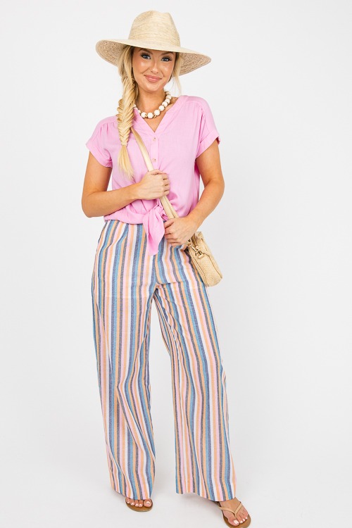 Camilla Stripe Pants, Pink/Blue