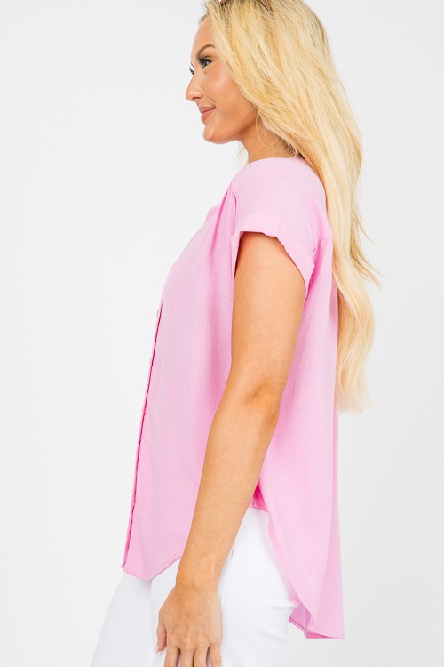 Cuff Sleeve Button Top, Pink - 0606-17.jpg