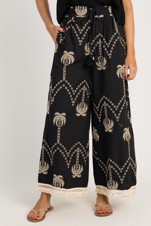 Palm Embroidery Pants, Black - 0606-55h.jpg