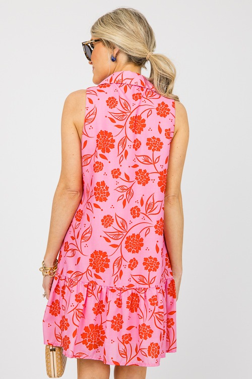 Stripe Trim Flower Dress, Pink - 0607-104.jpg