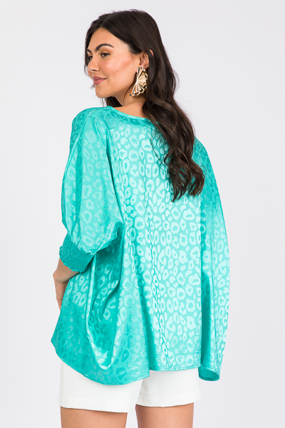 Tonal Animal Oversize Blouse, Aqua