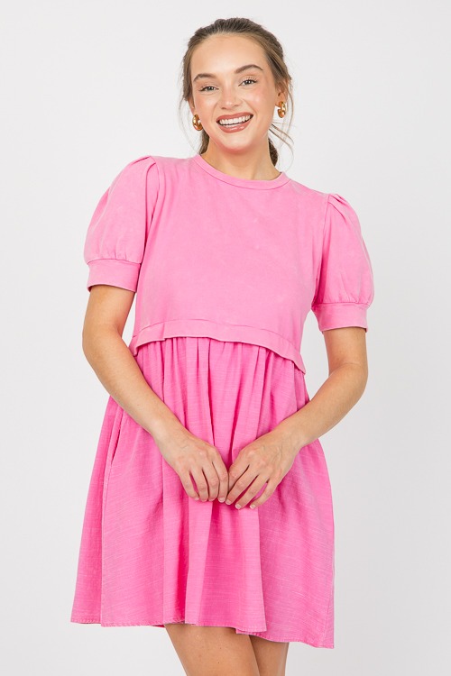 Mineral Wash Contrast Dress, Pink - 0607-70.jpg