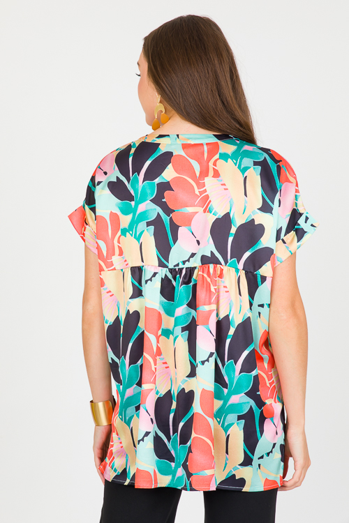 Satin Print Tunic, Mint Mix