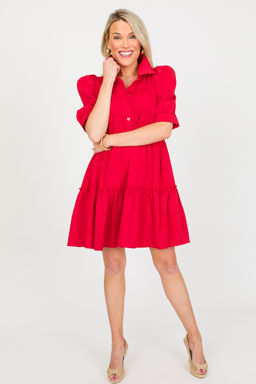 Micah Shirt Dress, Red