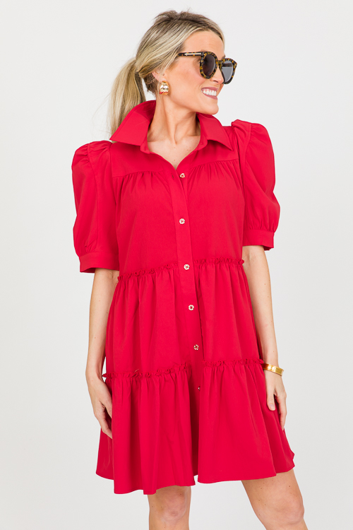 Micah Shirt Dress, Red