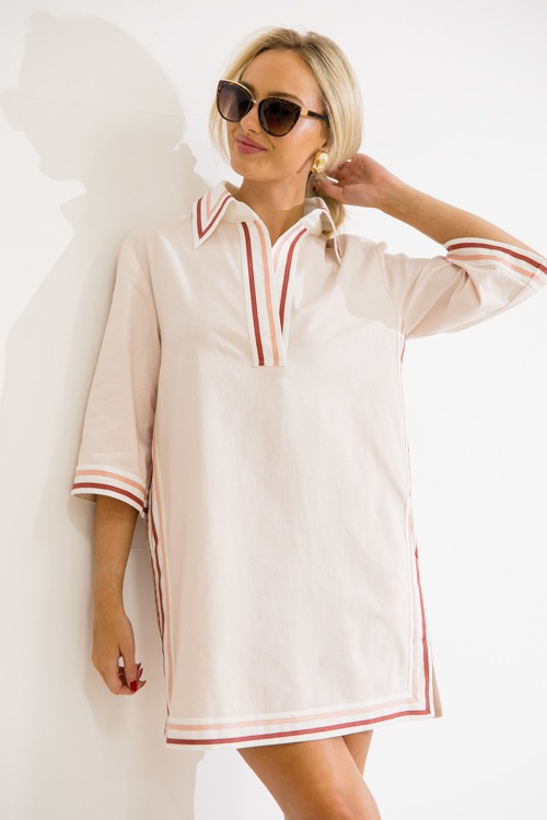 Lola Stripe Trim Dress, Lt. Pink