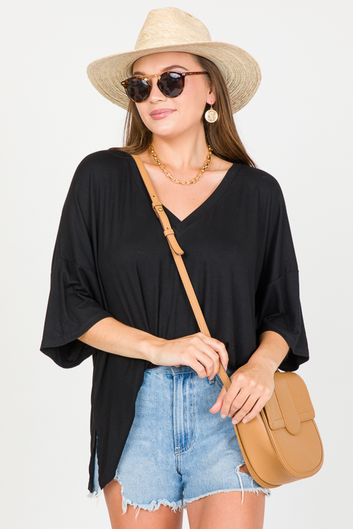 Jersey Slouchy Tee Black New Arrivals The Blue Door Boutique