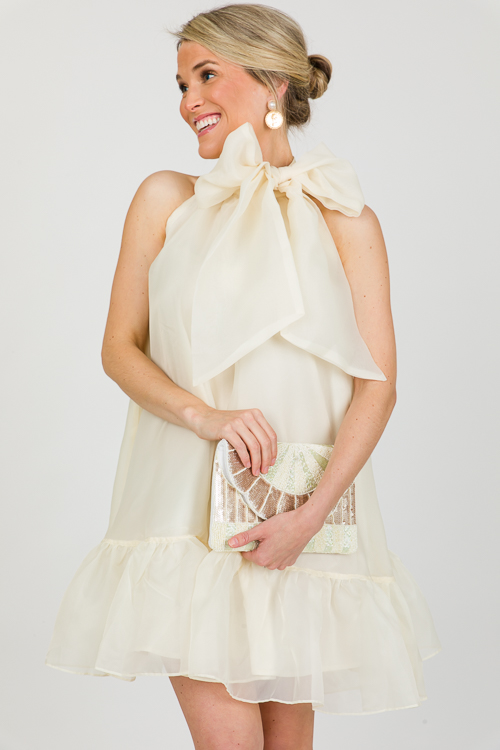 Organza Bow Dress, Cream