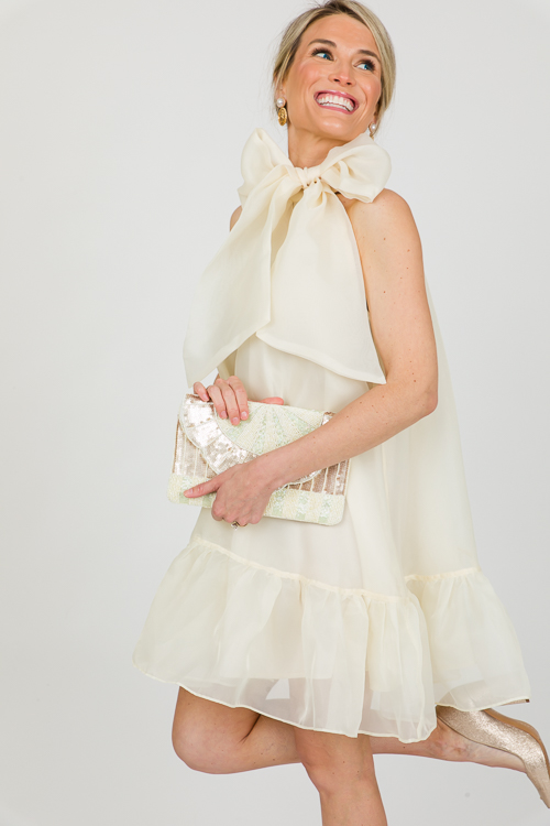 Organza Bow Dress, Cream