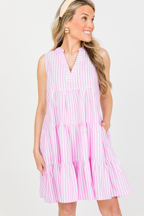 Parker Stripe Dress, Pink