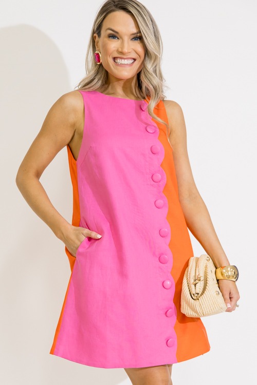Colorblock Scallop Dress, Pink/ - 0609-39.jpg
