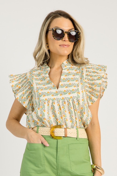 Floral Vines Top, Tangerine - 0610-123p.jpg