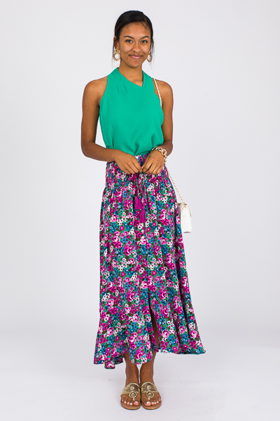 Payton Floral Maxi Skirt, Fuchsia