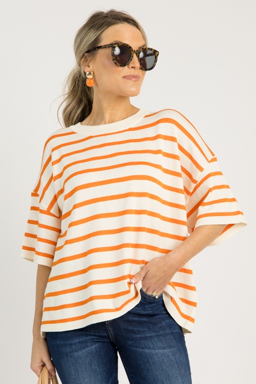 Jana Stripe Sweater, Orange