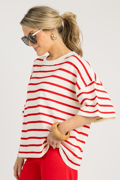 Jana Stripe Sweater, Red