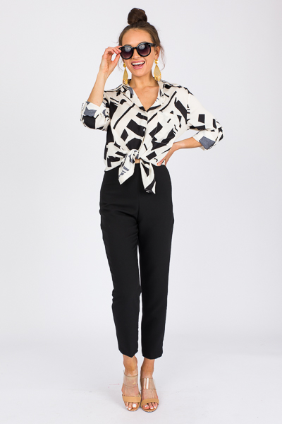 Geo Button Up, White Black