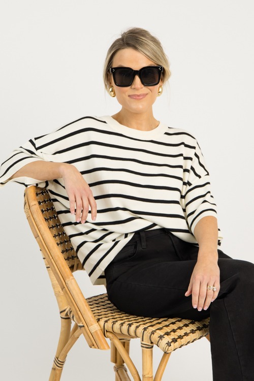 Jana Stripe Sweater, Black