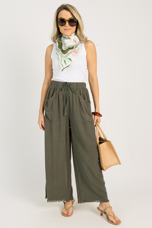Lola Frayed Linen Pants, Olive - 0610-88p.jpg