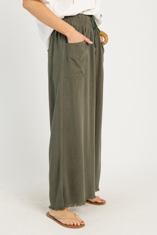 Lola Frayed Linen Pants, Olive - 0610-90.jpg