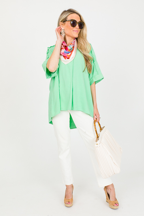 Oversize Linen Fray Top, Mint