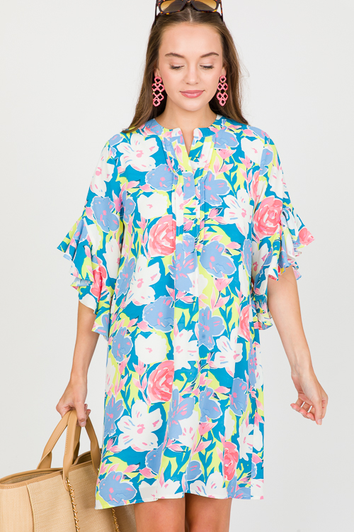 Steel blue 2024 floral dress