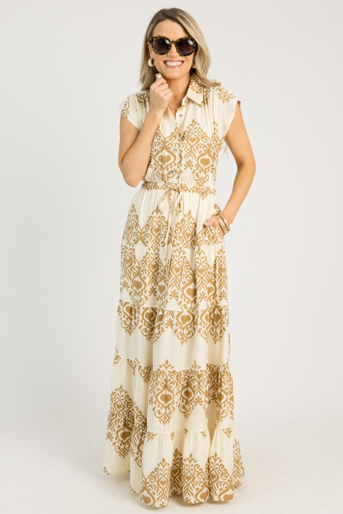 Tori Printed Maxi, Taupe