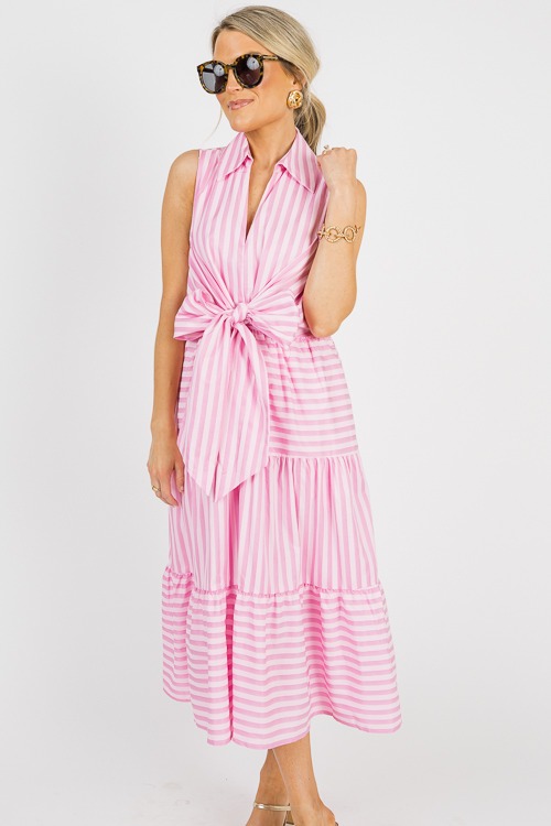 Tie Front Stripe Midi, Pink - 0612-56p.jpg