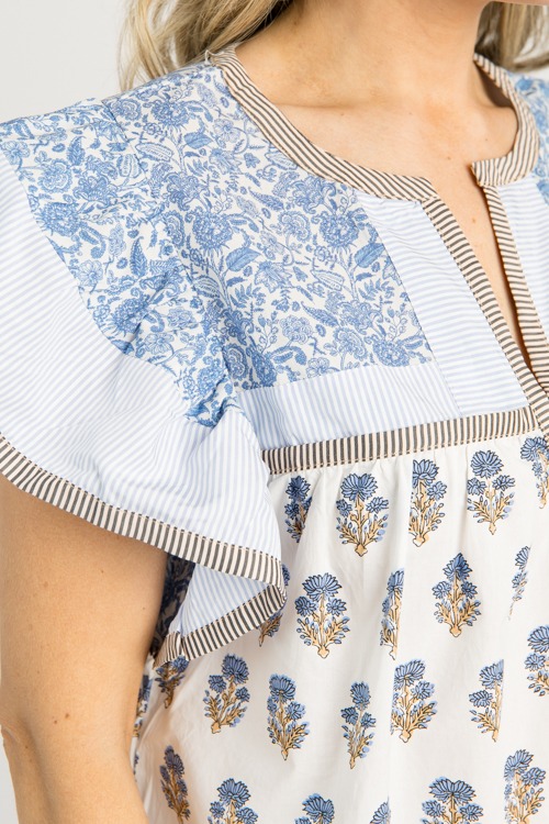 Preppy Mix Print Top, Ivory/Blu - 0612-57h.jpg