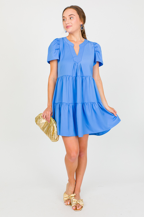Addison Tier Dress, Crystal Blue