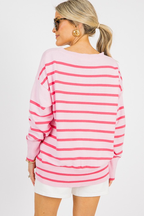 Stripe V-Neck Sweater, Pink - 0612-88.jpg