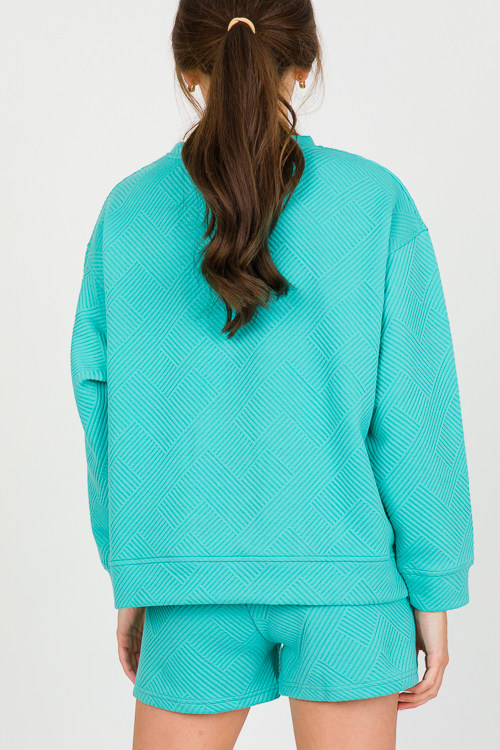 Solid Texture Sweatshirt, Turquoise