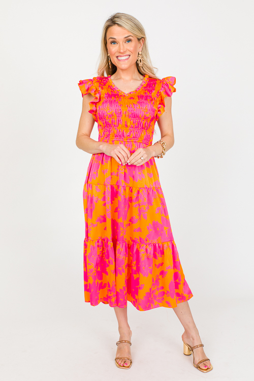 Colorblock Maxi Skirt, Orange