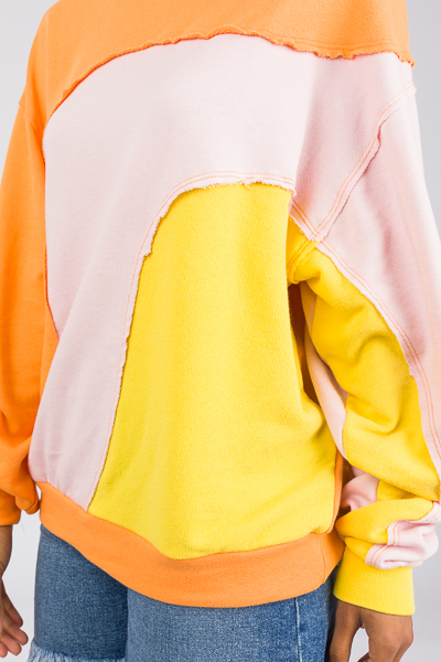 Tri-Tone Pullover, Orange Multi