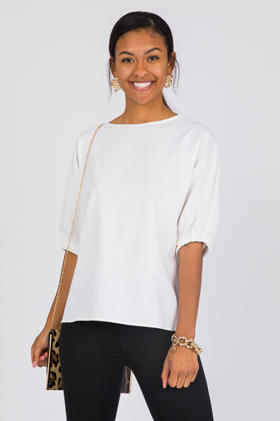 Linen Dolman Top, Off White