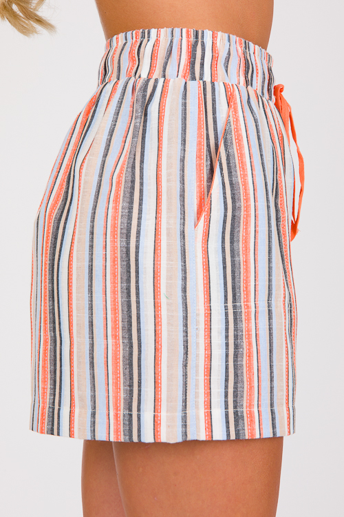 Linear Stripes Shorts, Orange