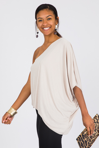 Smooth One Shoulder Top, Stone