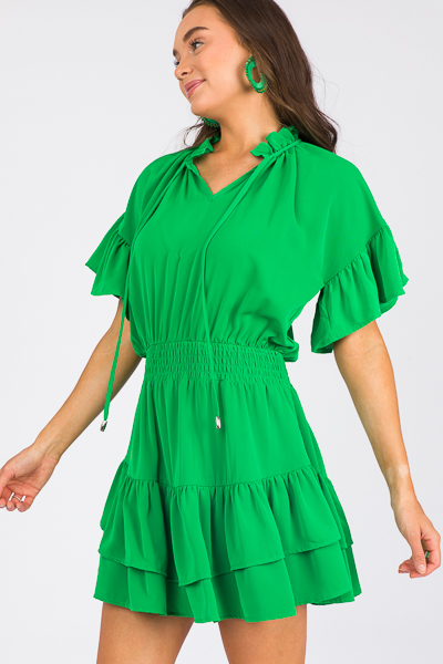 Coleman Ruffle Dress, Green