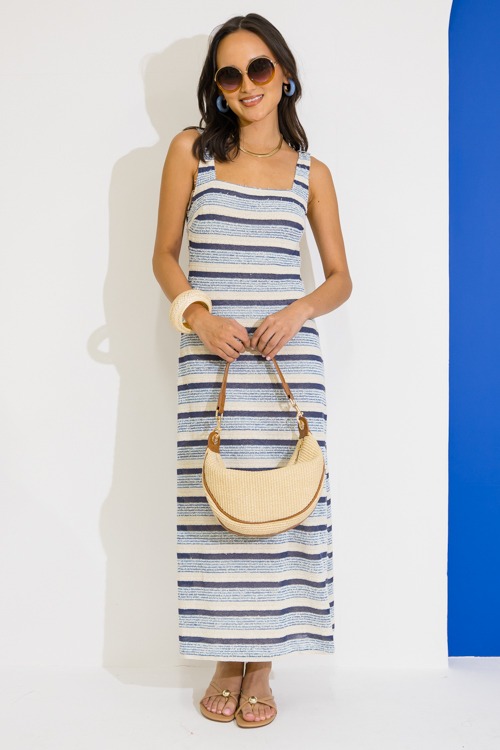 Textured Stripes Midi, Denim Blue