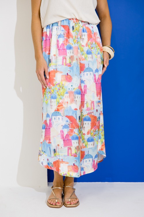 Santorini Satin Midi Skirt