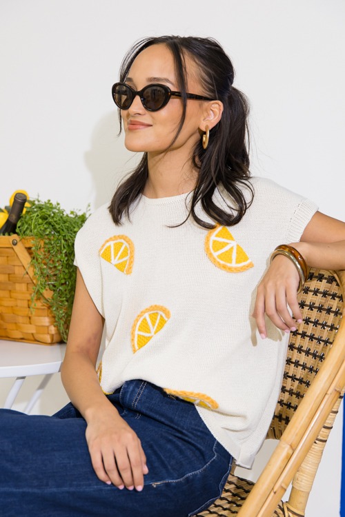 Orange Slice Sweater Top, Cream - 0616-157h.jpg