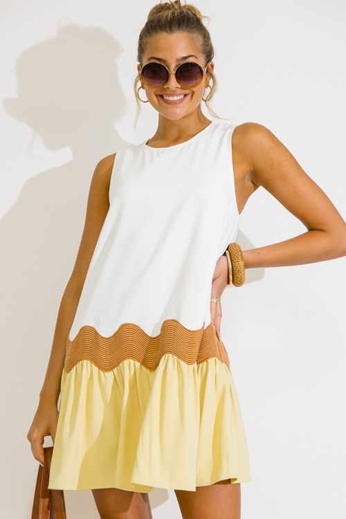 Waveline Colorblock Dress, Off White - 0616-165h.jpg