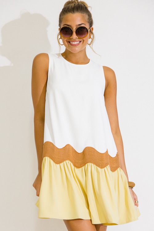 Waveline Colorblock Dress, Off White - 0616-170.jpg