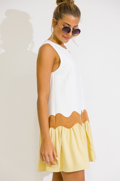 Waveline Colorblock Dress, Off White - 0616-171.jpg