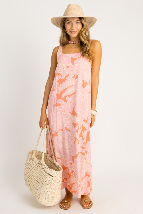 Summer In Bloom Maxi, Orange Pink