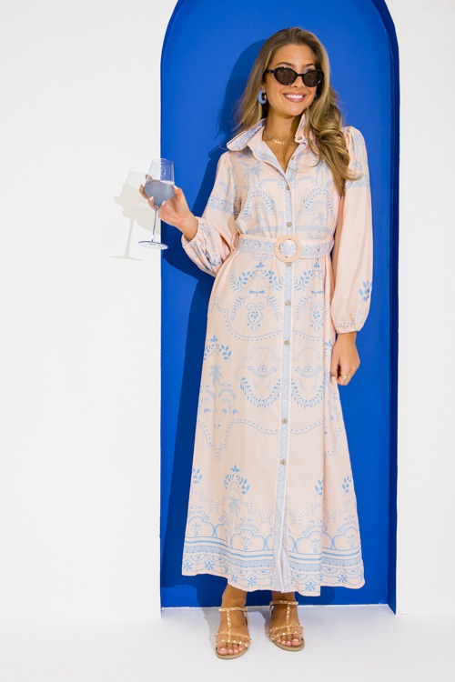 Palm Beach Belted Maxi, Pink