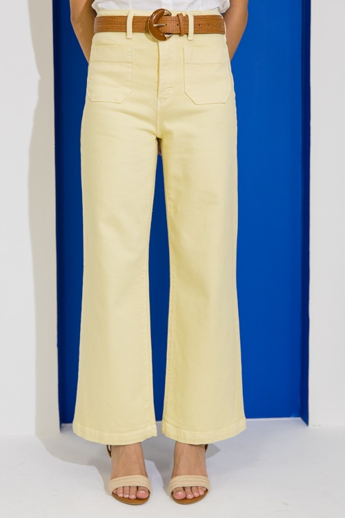 Patch Pocket Wide Leg Jeans, Sunshine