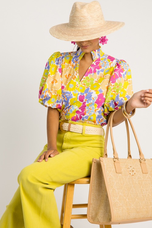 Vibrant Floral Top, Lime