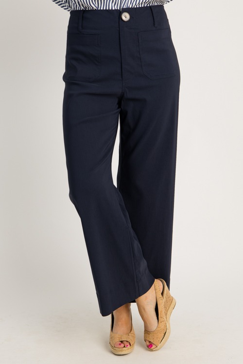 Kendra Patch Pocket Pants, Navy