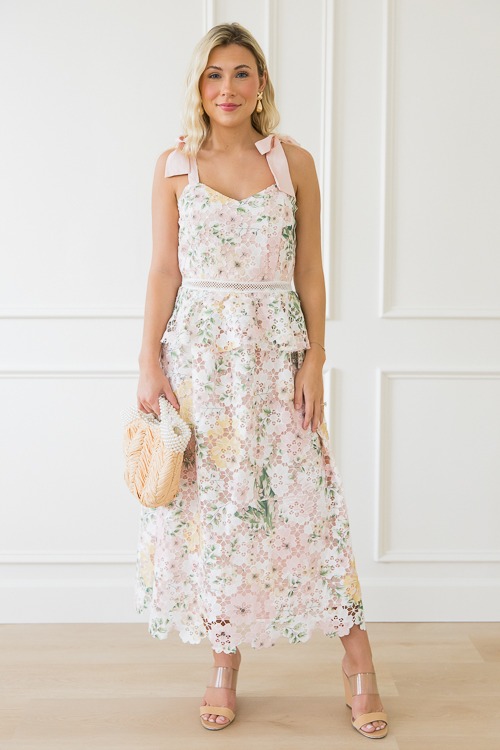 Lace Beauty Floral Midi, Pink Multi